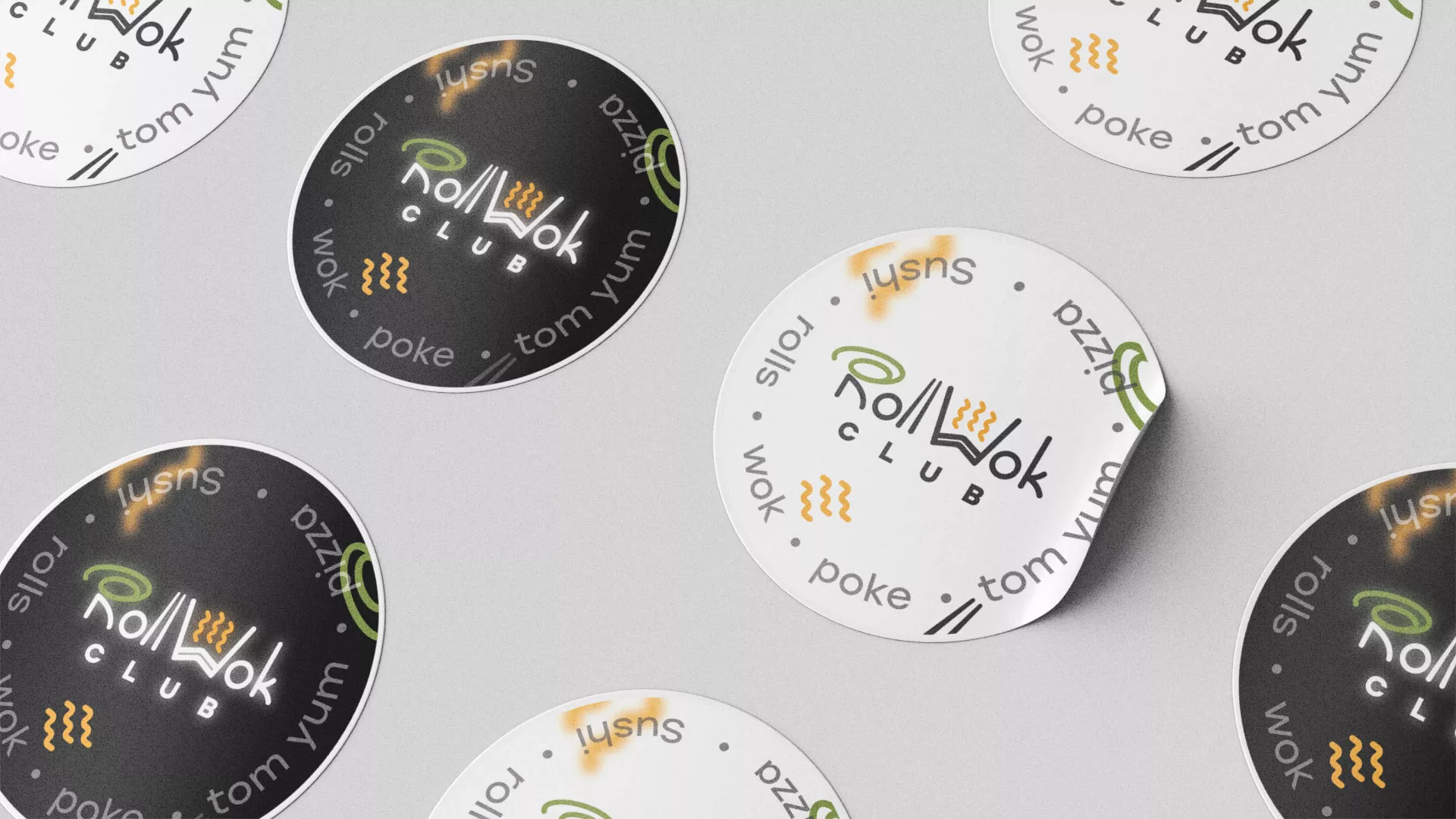 Разработка наклеек для суши-бара «Roll Wok Club» в Болгаре